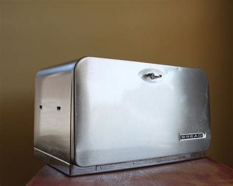 metal bread box vintage|vintage stainless steel bread box.